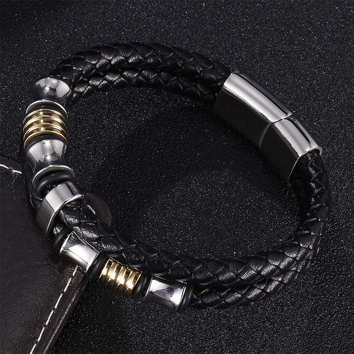 Buddha Stones Armband van gelaagd leer met weefpatroon - image 17