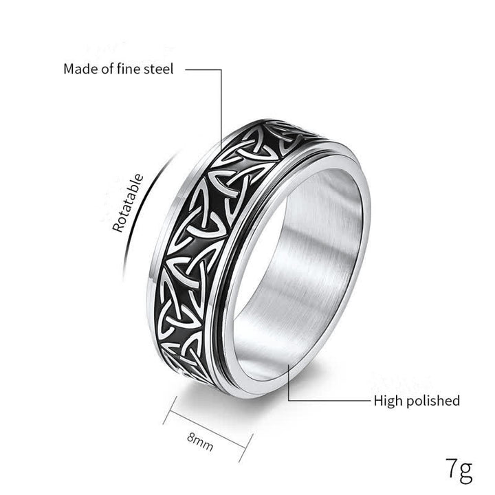 Buddha Stones Driehoekige knoop Triquetra titanium stalen draaibare Ring - image 8