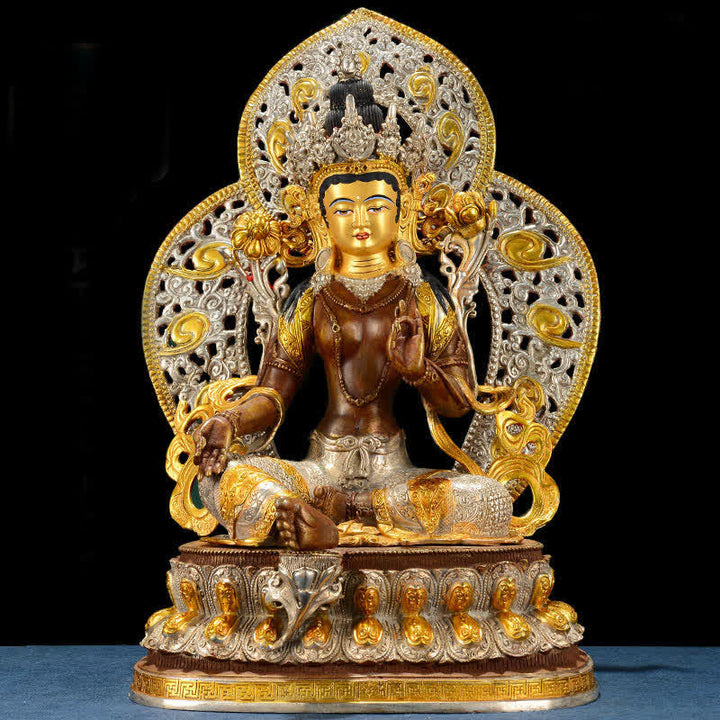 Buddha Stones Bodhisattva Groene Tara Hoop Koperen Beeld Decoratie - image 3