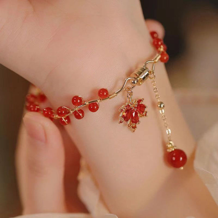 Buddha Stones Armband met gelukshanger in de vorm van een rood esdoornblad - Esdoornblad - image 0