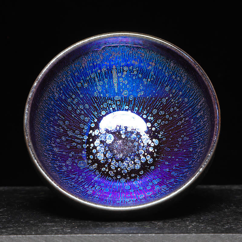 Buddha Stones Chinese Jianzhan blauw geglazuurde keramische theekop Tenmoku Kung Fu Theekopje met geschenkdoos - image 0