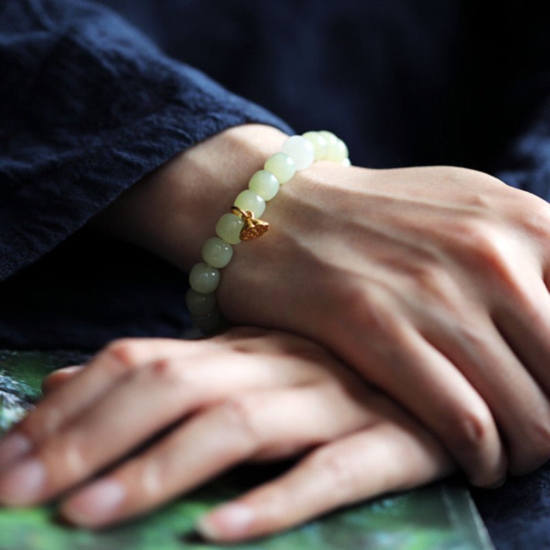 Buddha Stones Verstelbare Armband met jade lotusbloem en overvloed - image 4