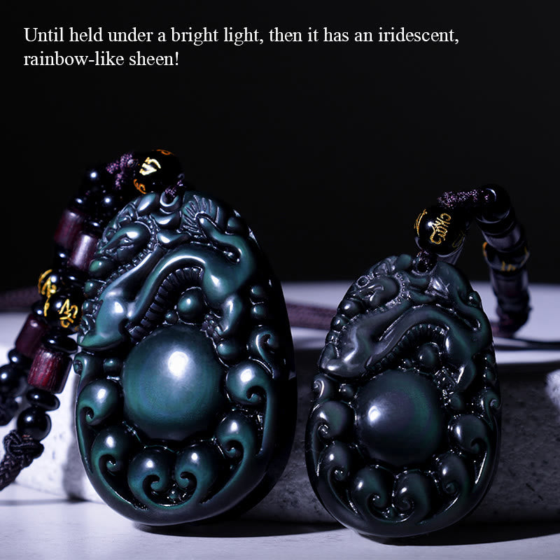 Buddha Stones Tibetaanse positieve regenboog obsidiaan PiXiu Ketting - image 2