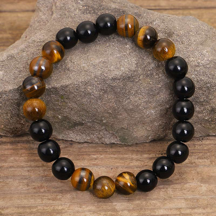 Buddha Stones Tibetaanse zwarte onyx tijgeroog Ketting Mala set - image 4