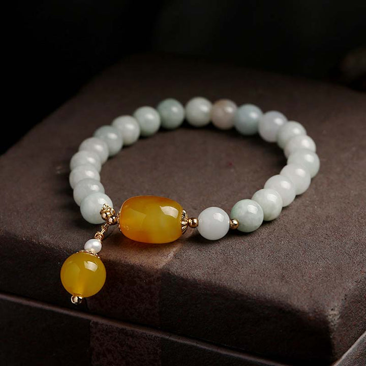 Buddha Stones Armband van natuurlijke witte jade agaat - image 1
