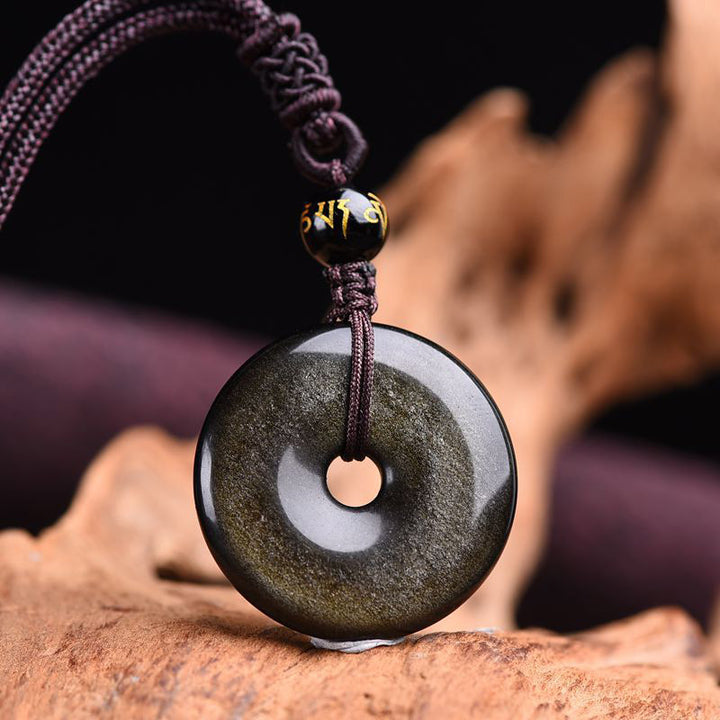 Buddha Stones Tibetaanse obsidiaan Ketting - Obsidiaan met gouden glans - image 7