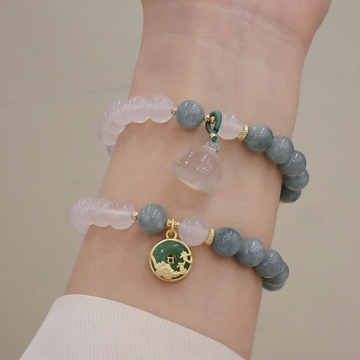 Buddha Stones Witte agaat jade lotusbloem vredesgesp Armband - image 12