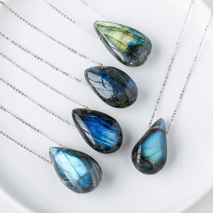Buddha Stones Labradoriet waterdruppel ondersteunende helende Ketting - Labradoriet (Glans varieert – van subtiel tot sterk) - image 0