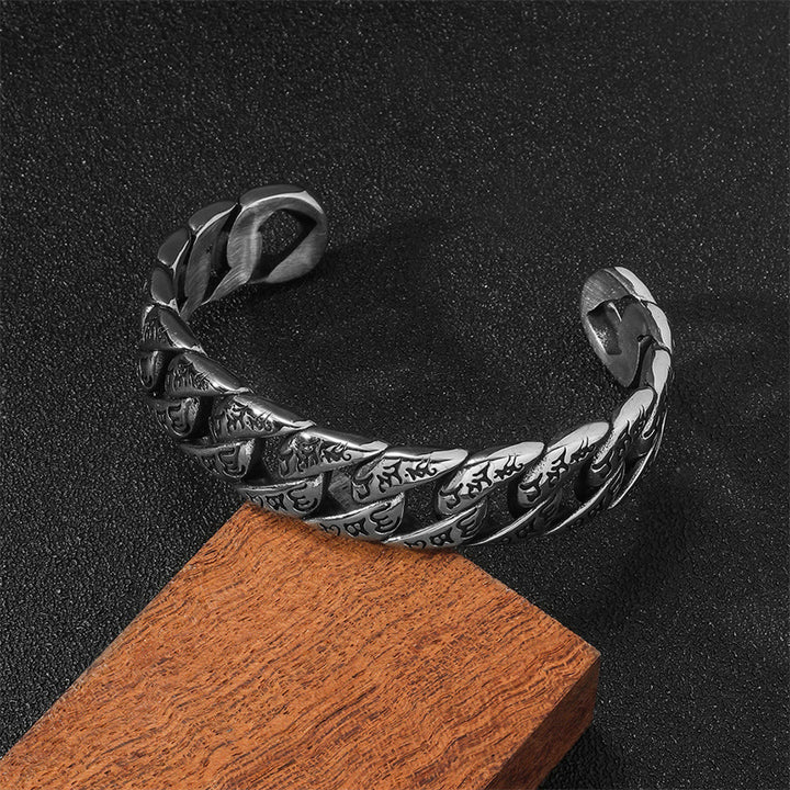 Buddha Stones Armband Om Mani Padme Hum Mantra Bangle van titaniumstaal - image 2