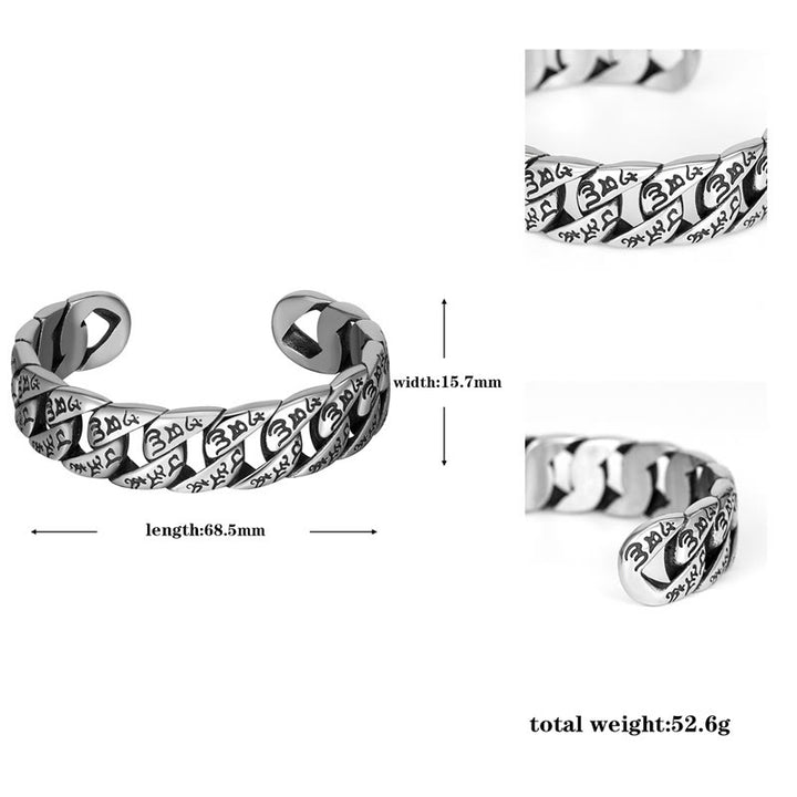 Buddha Stones Armband Om Mani Padme Hum Mantra Bangle van titaniumstaal - image 7