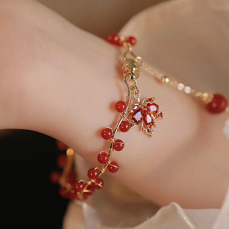 Buddha Stones Armband met gelukshanger in de vorm van een rood esdoornblad - image 9