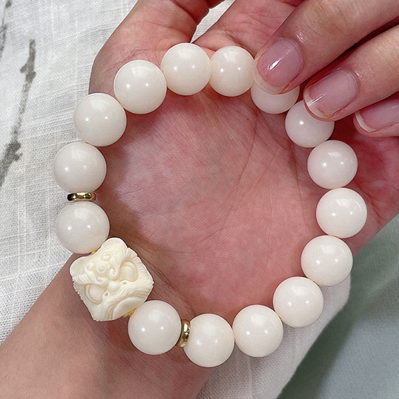 Buddha Stones Zilveren Obsidiaan Bodhizaad Ivoor Fruit Dansende Leeuw Armband - image 11