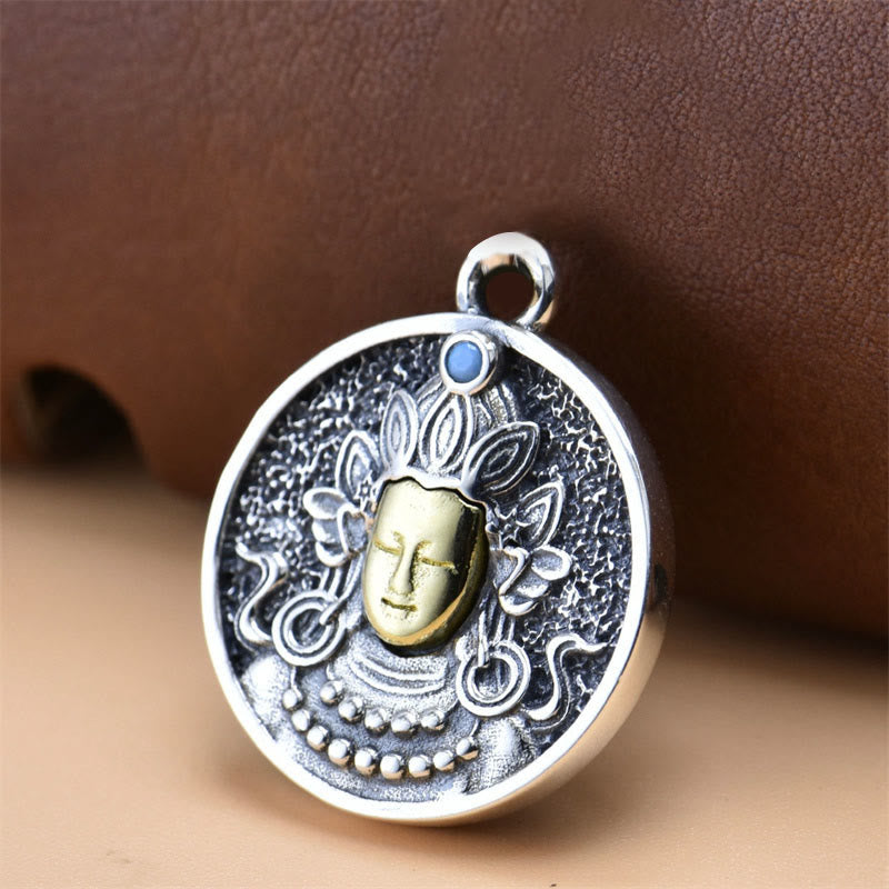 Buddha Stones 925 Sterling Zilveren Groene Tara Dubbele Dorje Vajra Ketting - Alleen de hanger (19*23 mm) - image 1
