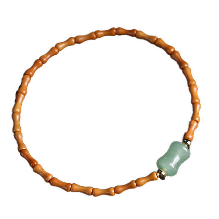 Buddha Stones Natuurlijke olijfpitgroene aventurijn bamboe Armband - image 10